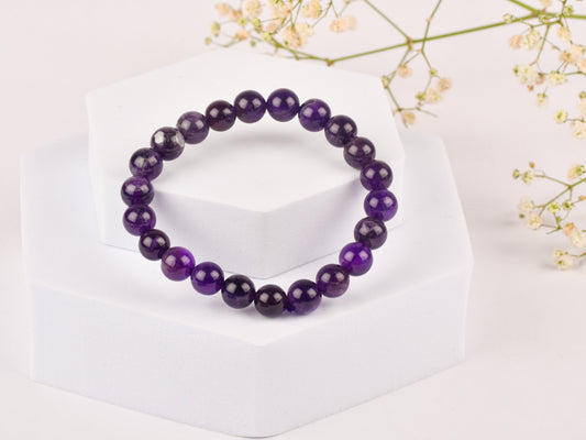 Amethyst stone for peace and mental clarity.