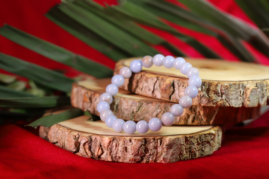 Angelite stone for soothing energy and promoting spiritual connection.