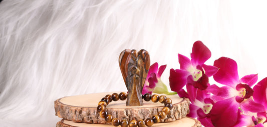 Tiger's Eye crystal from an angle for confidence, grounding, and personal empowerment.