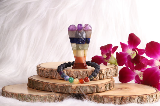 Seven Chakra Healing Stone Bracelet for balancing energy and spiritual alignment.